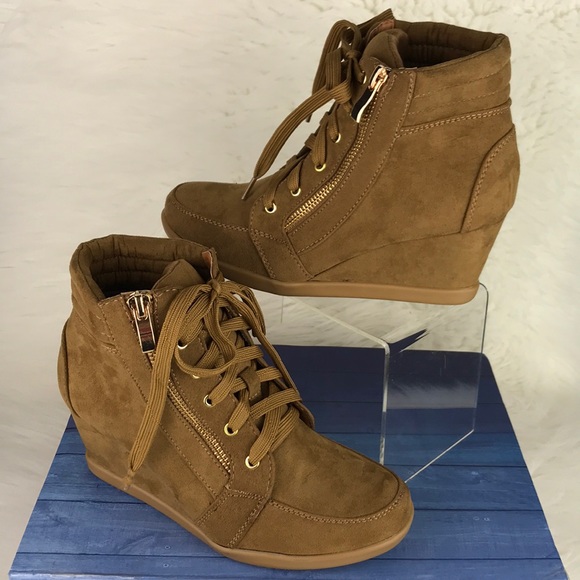 Lace Up Wedge Sneakers - Picture 1 of 7